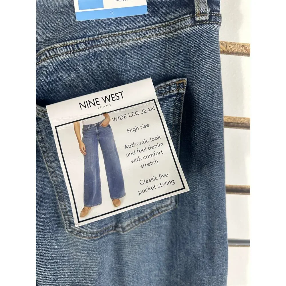 NWT Nine West High Rise Wide Leg Jeans 10 Women's